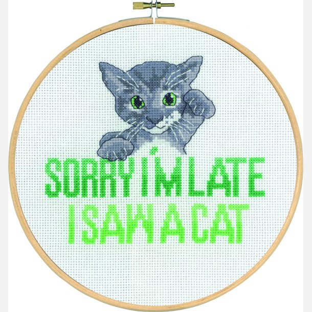 Permin - Broderikit - Sorry I'm Late Cat